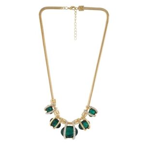 One Stop Fashion Gold and Green Colour Spherical Design Necklace for Girls and Women(SHANI 153)