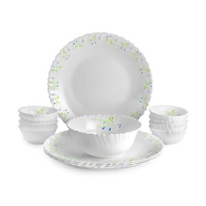 Cello Opalware Dazzle Tropical Lagoon Dinner Set, 8Pcs, White ( 2 PLATE 6BOWL )