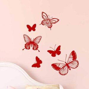 Asian Paints Wall-Ons Red Intricate Butterflies Wall Sticker (PVC Vinyl, 0.01 cm x 38.1 cm x 30.48 cm, Red) (BF1AM) (6234