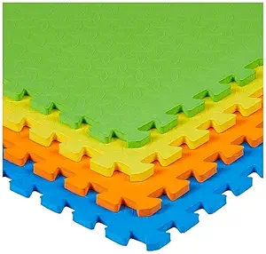 Amazon Brand - Solimo Interlocking Foam Baby Play Mat | Pack of 4 Playmats | 1.2 cm Thick | 60 x 60 cm | Activity Mat for Kids 6+ Months | for Home, School, Playground | Durable | Easy Storage  .7232