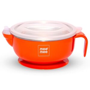 Mee Mee Air Tight Baby Feeding Bowl | BPA Free | Stay Warm Bowl | Food Remains Warm | Multi-Functional Snack/Fruit | Suction Non-Spill Bowl (Red) (N7313) (N7286)