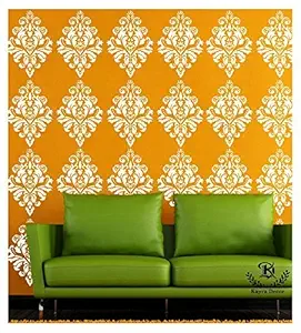 Kayra Decor Stencils for Wall Painting - Damask Design Pack of 1, 16 inch x 24 inch (KHS238) (.6542)