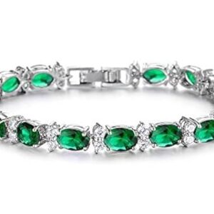 Shining Diva Fashion Platinum Plated Stylish Austrian Crystal Bracelet for Women and Girls (11955b)(Green)(shani 344)