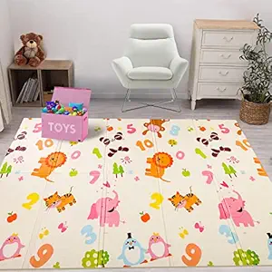 LuvLap Jungle Time Double Sided Water Proof Baby Floor Mat, Multicolor, Reversible Floor mats for Kids, Baby mats for Floor, Crawling Baby, Extra Large Size, 6'5" x 4'10" (195.5cmx147cm), 0.8cm Thick(6951)