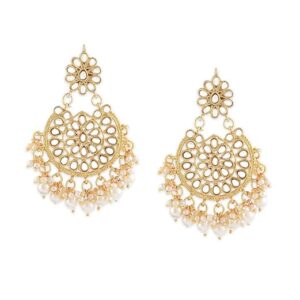 Zaveri Pearls Gold Tone Kundan & Pearls Dangle Earring For Women-ZPFK8661 (SHANI,261