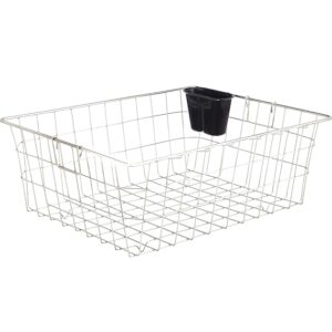 Amazon Brand - Solimo Luxe Stainless Steel Dish Drainer with Cutlery Stand | Plate & Utensil Drying Kitchen Basket (Black)(6587)