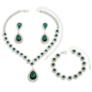 Shining Diva Fashion Necklace Jewellery Set for Women Latest Stylish Fancy Earrings Bracelet Combo Valentine Gift for Girlfriend Girls (16043s) (Green) (EARING NOT INCLUDED)( SHANI,305 )