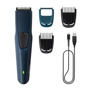 Philips Battery Powered SkinProtect Beard Trimmer for Men - Lasts 4x Longer, DuraPower Technology, Cordless Rechargeable with USB Charging, Charging Indicator, Travel Lock, No Oil Needed BT1232/18 (7930)