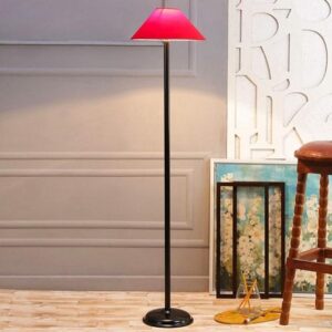 tu casa Ntu-90 red Cotton Shade Floor lamp with Metal Base by tu casa Holder Type b-22 (Bulb not Included)