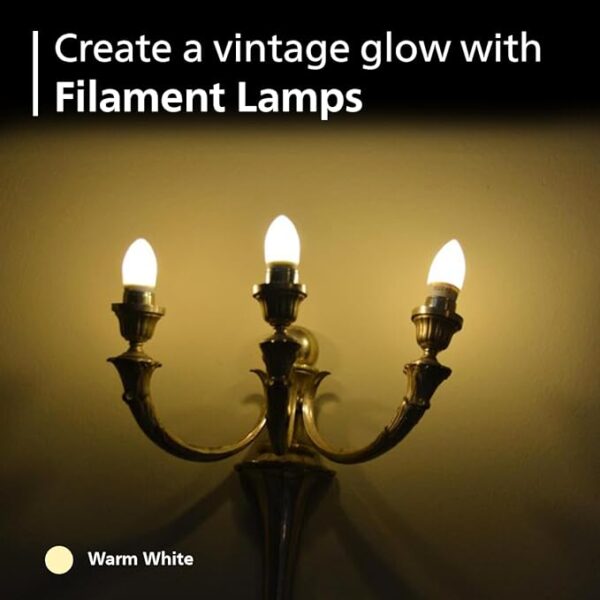 PHILIPS 4-Watt 400-lumen Clear Candle E14 Base (Warm White) - Decorative, Ambience for Chandeliers, Wall lights, Desk lamps, Floor lamps(6610) - Image 3
