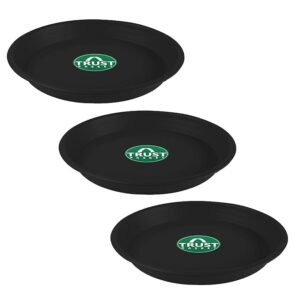 TrustBasket UV Treated 6.4 inch Round Bottom Tray(Plate/Saucer) Suitable for 10 inch Round Plastic Pot - Black Color - Set of 3  (Set of 3)  (1 piece minor damage)(8209)