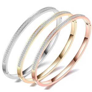 Shining Diva Fashion Anti Tarnish Jewellery | 18K Gold Plated Stainless Steel Openable Crystal Bracelet | Latest Stylish Cuff Bangle | Love Friendship Couples Gifts for Women Girls Mother Sister Wife Girlfriend(ATUL 4)