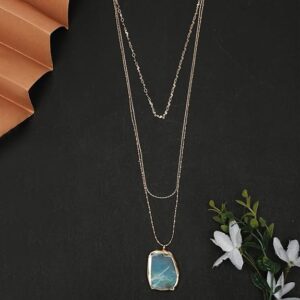Madame semi Precious Stone Chain Necklace, Rose Gold, (2021-11-15T00:00:00.000Z)(SHANI 167)