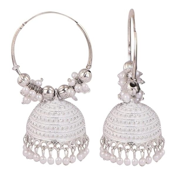 Traditonal Ethnic Gold Platted Dome Shaped Jhumka Earrings For Women - ER004- (D12) - Image 3