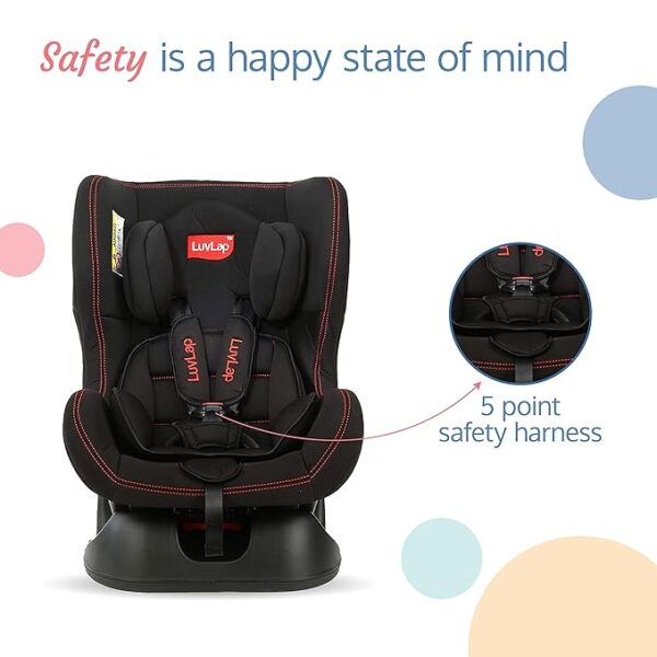 LuvLap Sports Convertible Car Seat for Baby & Kids, New Born to 4 Years, Forward Facing & Rearward Facing, 3 Adjustable Recline Levels, European Safety Standard Certified, Side Impact Guard-Black (7222 , ) - Image 2