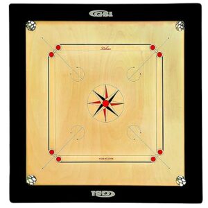 GSI Superior Matte Finish Club Carrom Board For Professionals And Clubs With Coins Striker And Boric Powder, Pack Of 1, Beige (Xx-Large 35 Inch 8Mm), All Ages  N489
