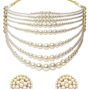 Shining Diva Fashion Latest Stylish Design Fancy Pearl Necklace Jewellery Set for Women (15863s)(SHANI 125)