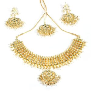 Jewels Kafe Bridal Wedding Necklace Set with Earrings & Maang Tikka for Women (SHANI,227)