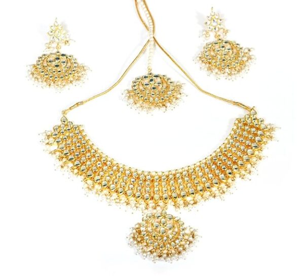 Jewels Kafe Bridal Wedding Necklace Set with Earrings & Maang Tikka for Women (SHANI,227)