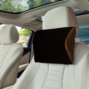 amazon basics Car Headrest Memory Foam Pillow for Neck Pain Relief | Neckrest for Office Chair (Brown & Black), 20 X 24 X 13 ( 6377.   6378)