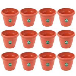 TrustBasket UV Treated Plastic Round Pot (16 Inches)-Terracotta Color- Set of 3 | Heavy Duty Highly Durable Plant Container Gamla for Indoor Home Decor & Outdoor Balcony Garden (SET OF 2 )(8054)