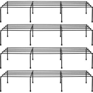 Amazon Brand - Solimo Anti-Rust Metal Plant Stand for Balcony (Black, Set of 4, Rectangular, 560 GMS) | Galvanized Metal Plant Stand with 7 Layer Coating |Pot Stand for Living Room/Outdoor Plants (6487 ) (6491 )