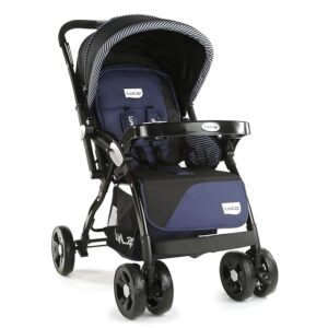 LuvLap Galaxy Baby Stroller, Pram for Baby with 5 Point Safety Harness, Spacious Cushioned seat with Multi Level seat Recline, Easy Fold, Lightweight Baby Stroller for 0 to 3 Years (Black) (7220)