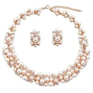 Shining Diva Fashion Jewellery Pearl Necklace Set with Earrings for Women and Girls (Golden) (rrsd8484s)(SHANI 121)