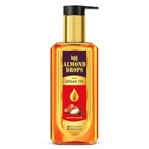 Bajaj Almond Drops Non Sticky Hair Oil With Almond and Argan Oil for 3 way Damage Protection 200ml  (EXPIRY 11/25)