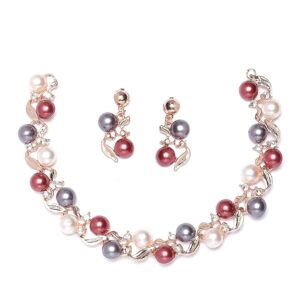 ZENEME Rose Gold-Plated American Diamond Studded Star Shaped Necklace With Earrings Jewellery Set For Girls and Women (SHANI ,238)