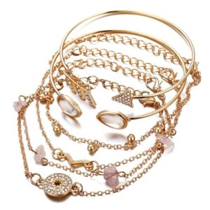 Shining Diva Fashion Latest Stylish Multilayer Gold Plated Bangle Bracelet for Women and Girls (rr14669b) Set of 6 ( SHANI 108)