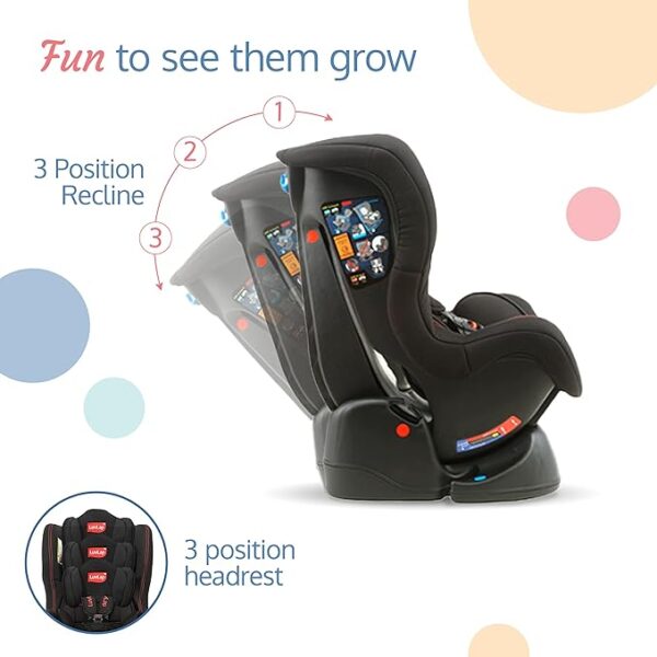 LuvLap Sports Convertible Car Seat for Baby & Kids, New Born to 4 Years, Forward Facing & Rearward Facing, 3 Adjustable Recline Levels, European Safety Standard Certified, Side Impact Guard-Black (7222 , ) - Image 4