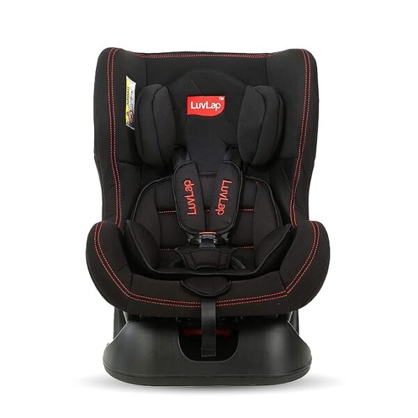 LuvLap Sports Convertible Car Seat for Baby & Kids, New Born to 4 Years, Forward Facing & Rearward Facing, 3 Adjustable Recline Levels, European Safety Standard Certified, Side Impact Guard-Black (7222 , )