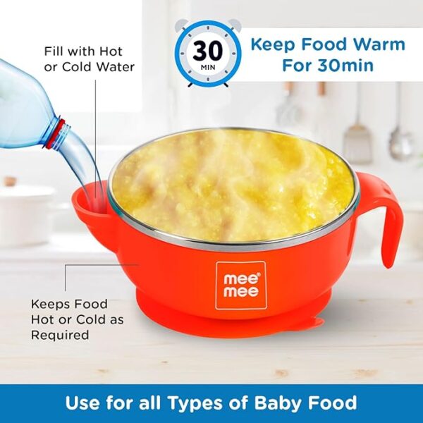 Mee Mee Air Tight Baby Feeding Bowl | BPA Free | Stay Warm Bowl | Food Remains Warm | Multi-Functional Snack/Fruit | Suction Non-Spill Bowl (Red) (N7313) (N7286) - Image 5