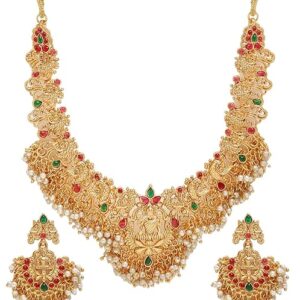 YouBella Jewellery set for women Gold Plated Temple Jewellery Set with Earrings for Girls and Women (Gold) (YBNK_50618)  (SHANI,234