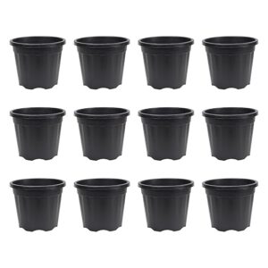 Ugaoo UV Treated Gardening Pots and Planters for Plants (12 inch Black Color Set of 3 Plastic Pots) (7710)