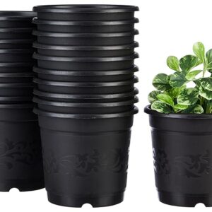 Amazon Brand - Solimo 100% Virgin Plastic Round Nursery Planter Pot|Indoor and Outdoor Flower Pot for Home/Office/Table/Garden/Balcony Decoration|6 Inch(Set of 20),Black  ( 1 piece damage)(8178)