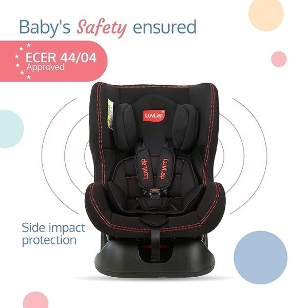 LuvLap Sports Convertible Car Seat for Baby & Kids, New Born to 4 Years, Forward Facing & Rearward Facing, 3 Adjustable Recline Levels, European Safety Standard Certified, Side Impact Guard-Black (7222 , ) - Image 3