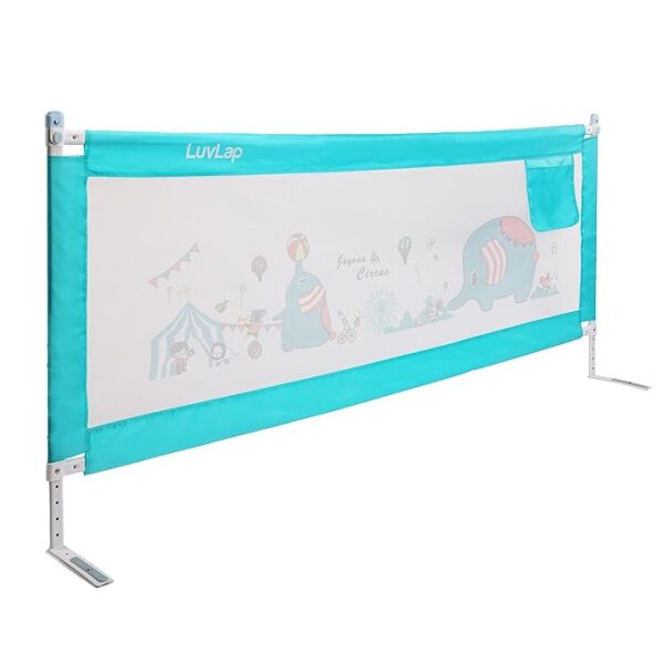 LuvLap Comfy Baby Bed Rail Guard for Baby & Toddler Safety, 180cm x 72cm, Bed rails for baby safety, Foldable & Portable, Adjustable Height, Single bed side rails for baby, Pack of 1 (Green) (PK)