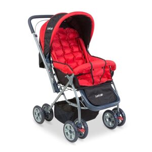 LuvLap Starshine Baby Stroller/Pram for 0 to 3 Years, New Born/Toddler/Kid, Lightweight, Adjustable backrest, 360° Swivel Wheel, Large Storage Basket, Reversible Handlebar (Red) ( 1 pcs not included) ( THODA SA FATA HUA HAI )