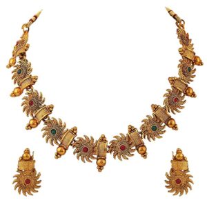 Shining Diva Fashion 18k Gold Plated Latest Stylish Fancy Choker Traditional Necklace Jewellery Set for Women (SHANI ,594)