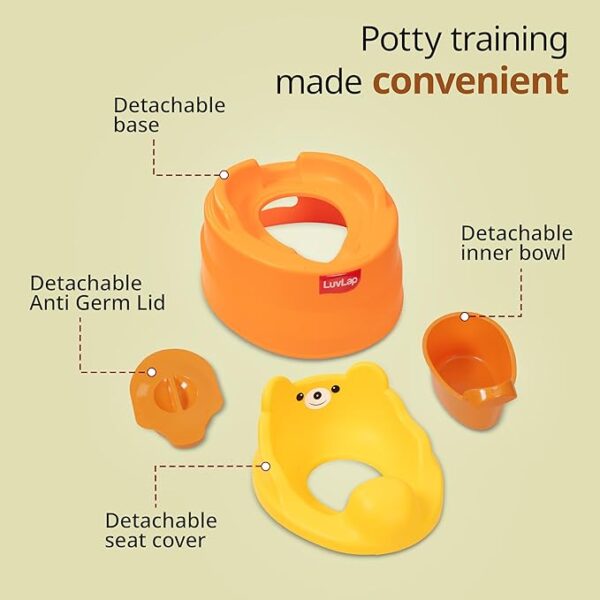 LuvLap Adaptable 2 in 1 Potty Training Seat for 1 + Year child, potty trainer with Detachable Potty Bowl, Suitable for potty training of Boys & Girls (Orange & Yellow), Plastic (7314) (7342) - Image 4