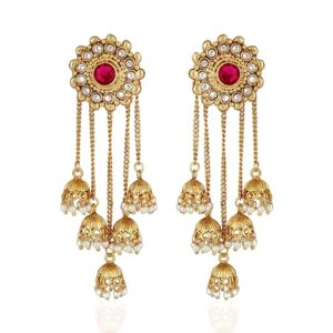 Shining Diva Fashion Gold Plated Stylish Pearl Jhumka Jhumki Traditional Earrings for Women and Girls (Golden)(8460er)(SHANI 189)