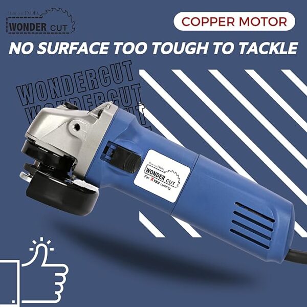 WONDERCUT WC-AG-6-100 Angle Grinder, 800W, 4 Inch (100mm), 11000 RPM, 3-Position Auxiliary Handle for Grinding, Cutting, Stripping & Polishing, with Protective Guard and Side Switch - Image 5