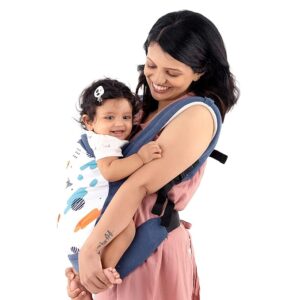 LuvLap Adore Baby Carrier with 2 carry positions, lightweight & travel friendly, 4-24Month baby, Breathable Skin friendly premium fabric, New-born to Toddler Carrier, Max weight 6-18Kg (Blue) (N7300)