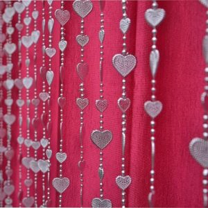 Pindia 6Ft Strings Bead Curtain Silver Heart Fancy Sparkling Door Window String Beads Thread Sheer Shear Rod Room Hanging - Silver - 6 X 3.5 FT (COLOUR GOLDEN )(8400)