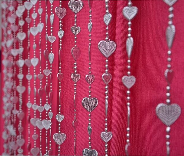 Pindia 6Ft Strings Bead Curtain Silver Heart Fancy Sparkling Door Window String Beads Thread Sheer Shear Rod Room Hanging - Silver - 6 X 3.5 FT (COLOUR GOLDEN )(8400)