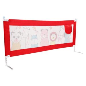 Luvlap Comfy Baby Bed Rail Guard for Baby (6 ft x 2.3 ft), 180cmx72cm, Bed Rails for Baby & Toddler Safety, Portable Baby Bed Fence, Adjustable Height, Single Side Bed Rail for Baby, Printed Red New (PK)