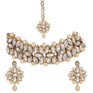 Shining Diva Fashion Latest Choker Design Antique Kundan Traditional Necklace Jewellery Set for Women (SHANI,296,)