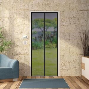 Amazon Brand - Solimo Fiberglass Magnetic Mosquito Net/Screen Door - Hands Free Mesh Partition | Mosquito Curtain for Door | Auto-Closing Insect Screen to Keep Mosquito Out (220x115 cm, Grey) ( 7591)